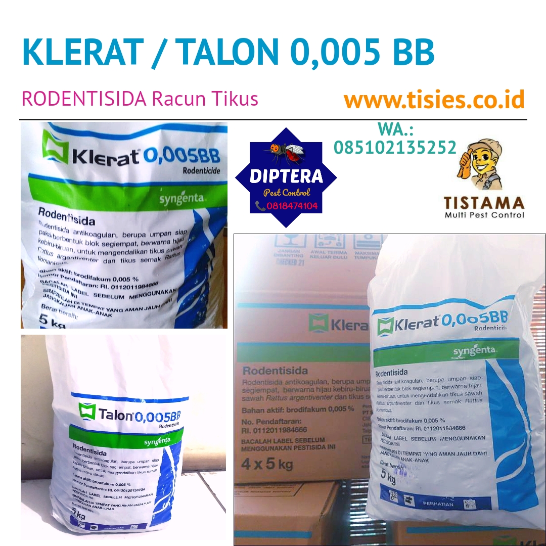 Gambar Klerat / Talon 0,005 BB, Rodentisida Racun Tikus Kemasan 5 Kg